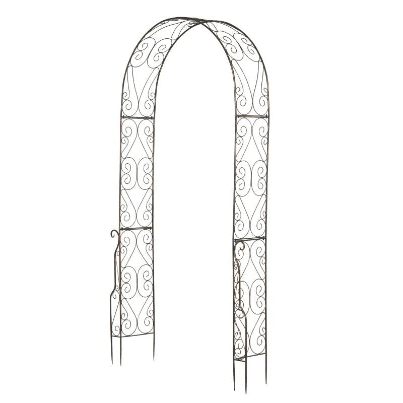 7.5ft Decorative Metal Garden Arbor Arch Pergola Trellis, Outdoor Vine Plants Wedding, Bronze