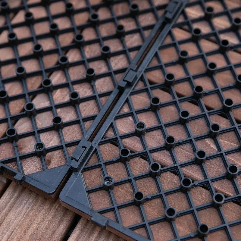 27pc Solid Fir Wood DIY Interlocking Patio Deck Floor Tiles for Indoor or Outdoor, Light Brown