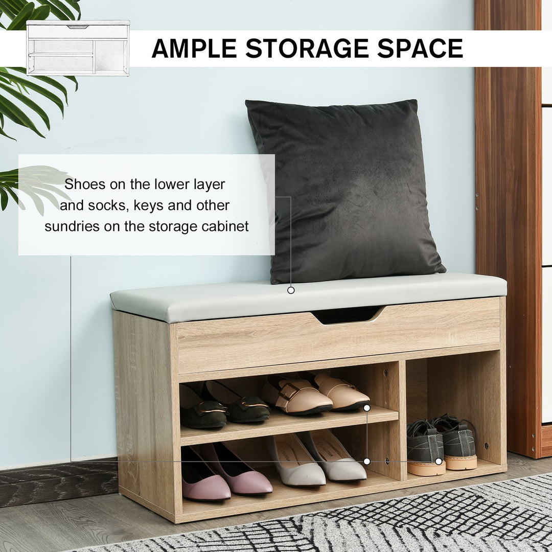 2-Tier Shoe Rack With Bench and Storage Compartments