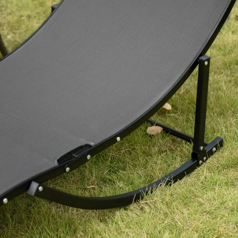 2pc S-Shaped Aluminum Foldable Sun Lounger Chair, Patio Tanning Beach Pool Deck Garden, Dk Grey