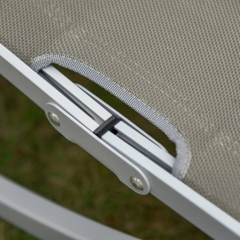 2pc S-Shaped Aluminum Foldable Sun Lounger Chair, Patio Tanning Beach Pool Deck Garden, Lt Grey