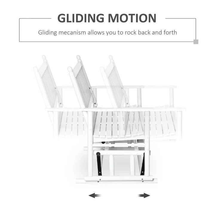 Poplar Wood 2 Seater Glider Porch Swing Bench Loveseat for Outdoor Patio Deck Garden - White