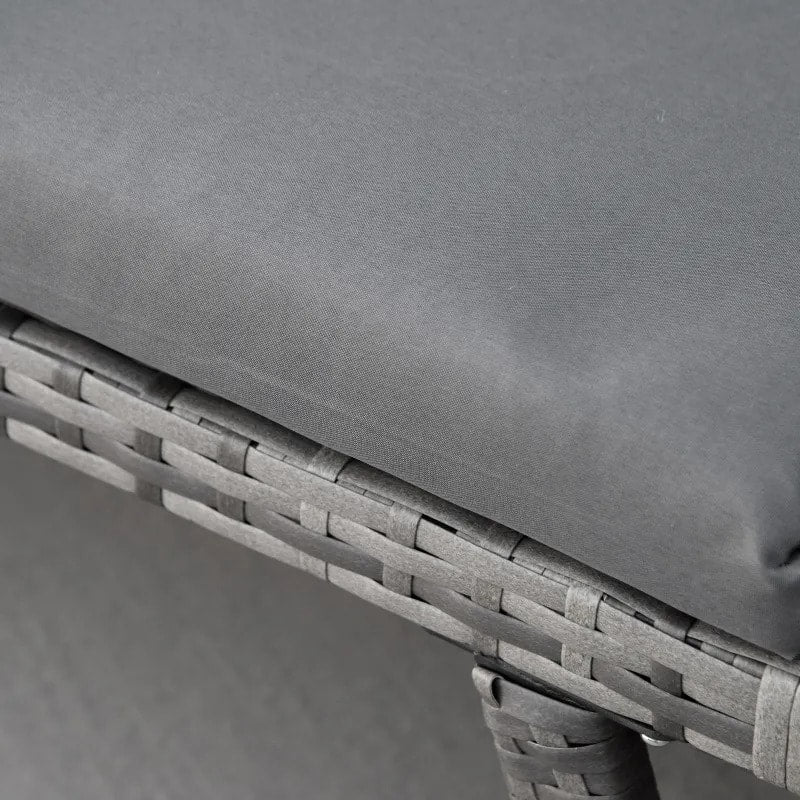 Convertible PE Rattan Wicker Chaise Lounger Loveseat Sofa Futon Bed Outdoor Patio Deck, Grey