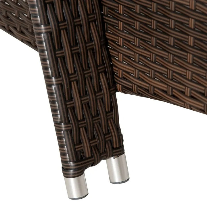 3pc Rattan Wicker Sun Lounger Recliner Patio Deck Chaise Set w Table, Wheels, Brown, Aqua Blue