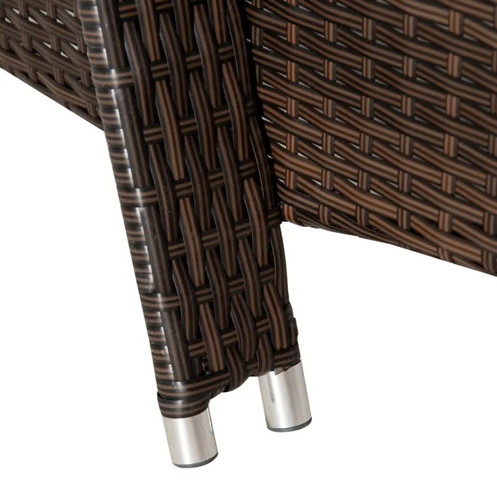 3pc PE Rattan Wicker Sun Lounger Recliner Patio Deck Chaise Set w Table, Wheels, Grey, Brown