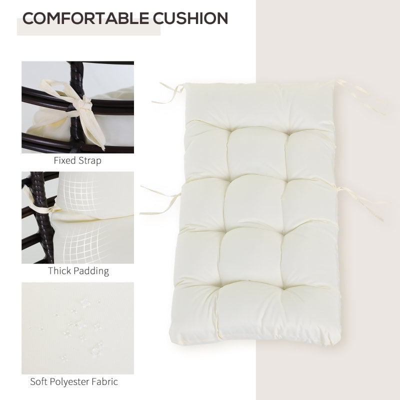 PE Rattan Wicker Indoor Outdoor Luxury Teardrop Egg Chair Patio Pool Deck - Brown, Cream White