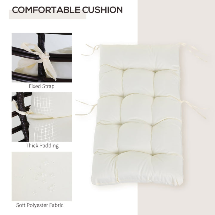 PE Rattan Wicker Indoor Outdoor Luxury Teardrop Egg Chair Patio Pool Deck - Brown, Cream White