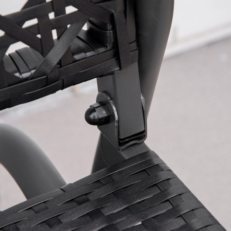 2 Seater PE Rattan Wicker Glider Porch Swing Rocking Bench Loveseat, Patio Deck Garden, Black