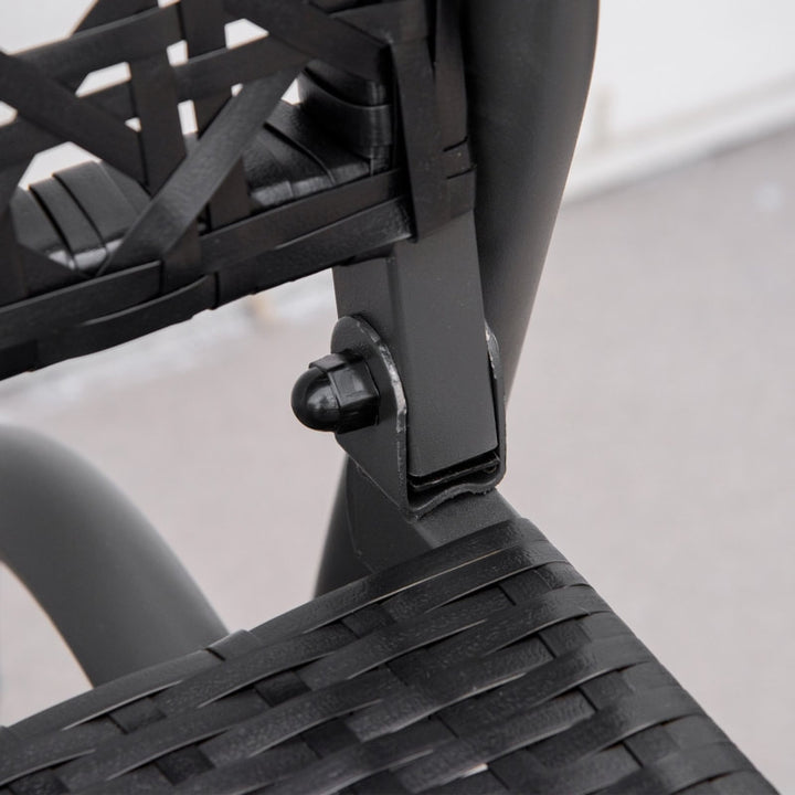 2 Seater PE Rattan Wicker Glider Porch Swing Rocking Bench Loveseat, Patio Deck Garden, Black