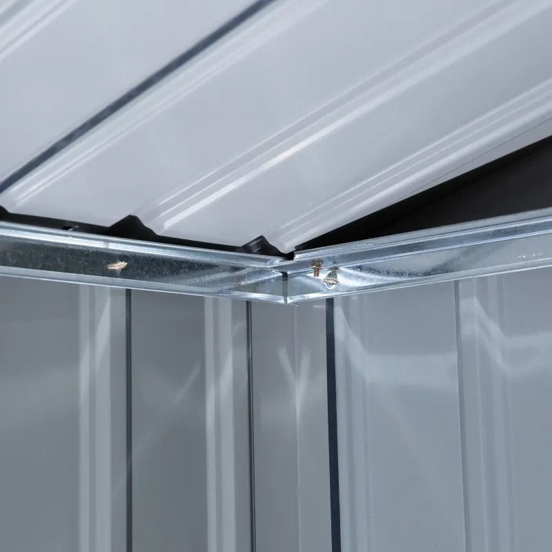 7’ x 4’ x 6’ Galv Steel Outdoor Storage Shed Organizer w Doors Patio Garden Backyard, Dark Grey