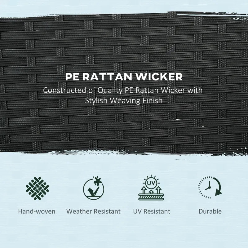 4pc Premium PE Rattan Wicker Galv Steel Conversation Set w Cushions, Outdoor Patio, Black, Blue