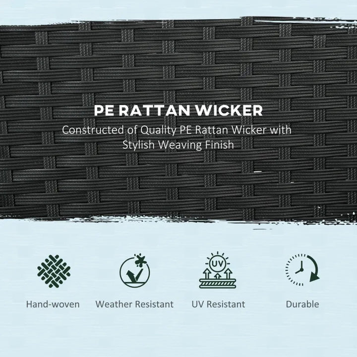 4pc Premium PE Rattan Wicker Galv Steel Conversation Set w Cushions, Outdoor Patio, Black, Blue