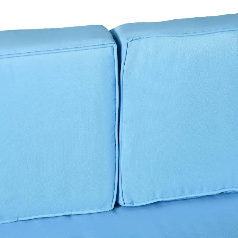 4pc Premium PE Rattan Wicker Galv Steel Conversation Set w Cushions, Outdoor Patio, Black, Blue