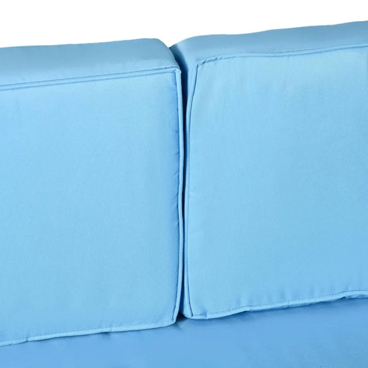 4pc Premium PE Rattan Wicker Galv Steel Conversation Set w Cushions, Outdoor Patio, Black, Blue