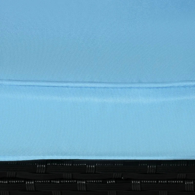 4pc Premium PE Rattan Wicker Galv Steel Conversation Set w Cushions, Outdoor Patio, Black, Blue