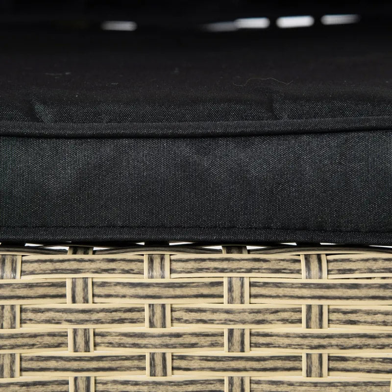 7pc Premium PE Rattan Wicker Outdoor Patio Dining Table w 6 Armchairs, Cushions - Black & Tan