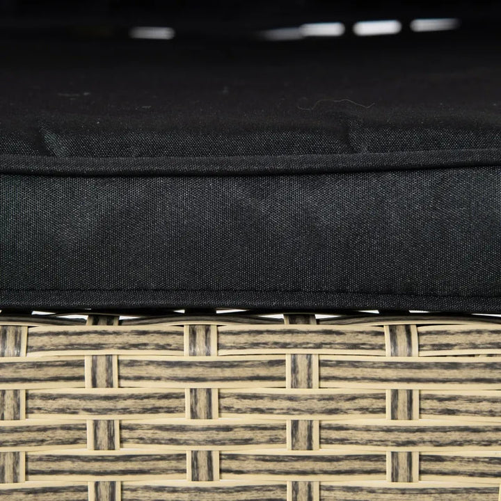 7pc Premium PE Rattan Wicker Outdoor Patio Dining Table w 6 Armchairs, Cushions - Black & Tan