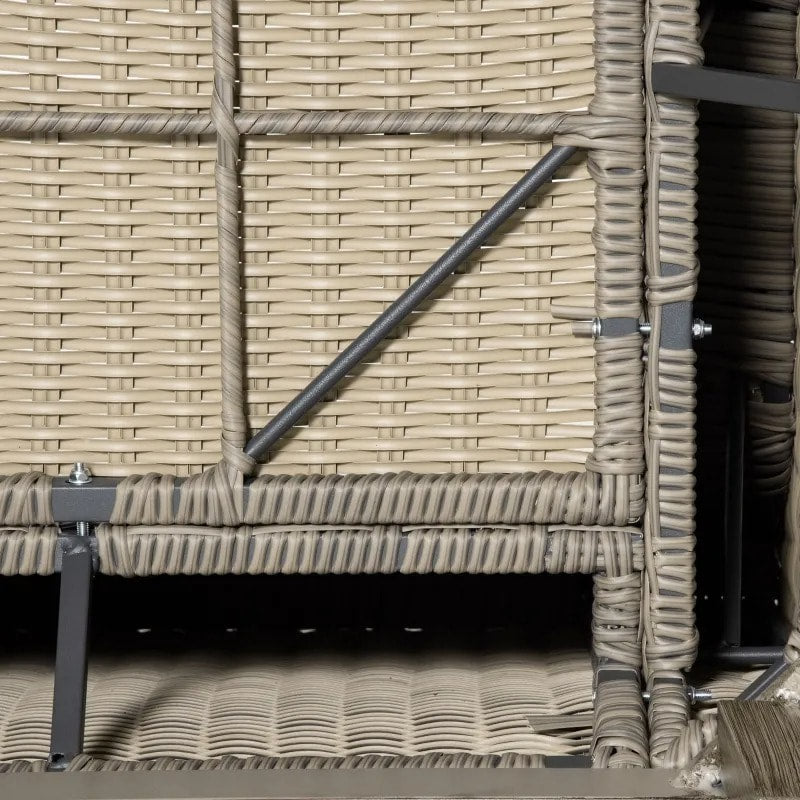 6pc Luxury PE Rattan Wicker Aluminum Conversation Loveseat Set w Footstools Outdoor Patio Beige