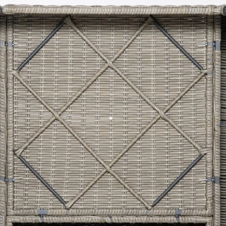 4pc PE Rattan Wicker Conversation Loveseat Furniture w Cushions, Outdoor Patio - Khaki, Beige