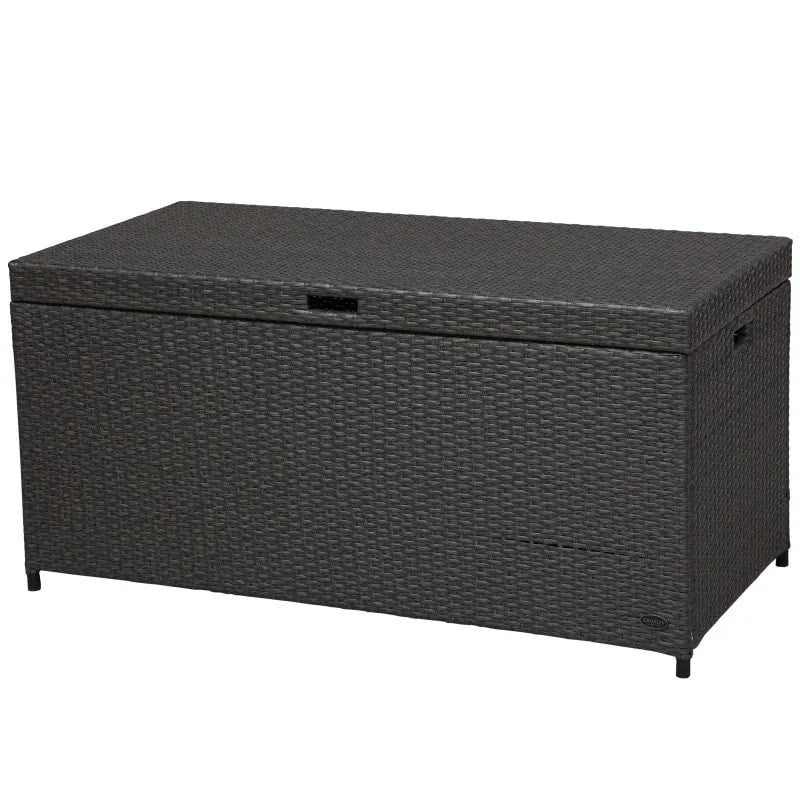 52" PE Rattan Wicker Lightweight Storage Deck Box Coffee Table Indoor Outdoor Patio, Dark Brown