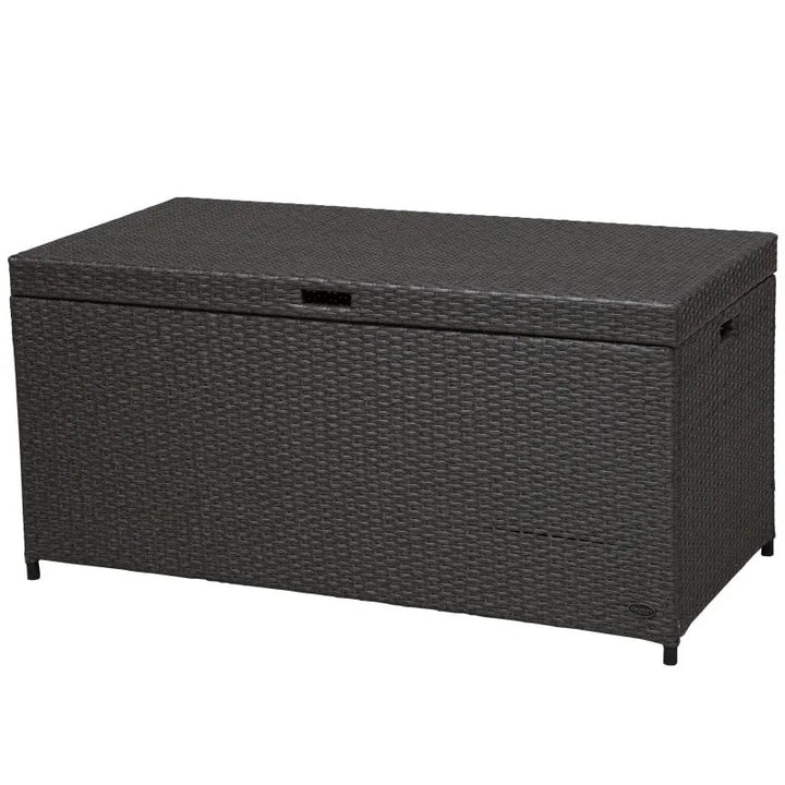 52" PE Rattan Wicker Lightweight Storage Deck Box Coffee Table Indoor Outdoor Patio, Dark Brown