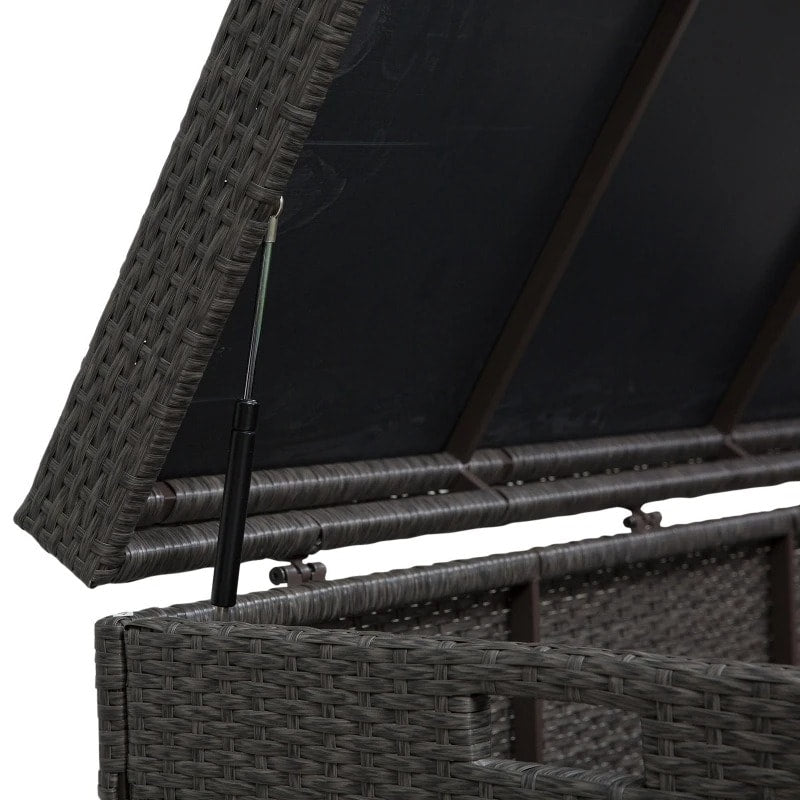 52" PE Rattan Wicker Lightweight Storage Deck Box Coffee Table Indoor Outdoor Patio, Dark Brown