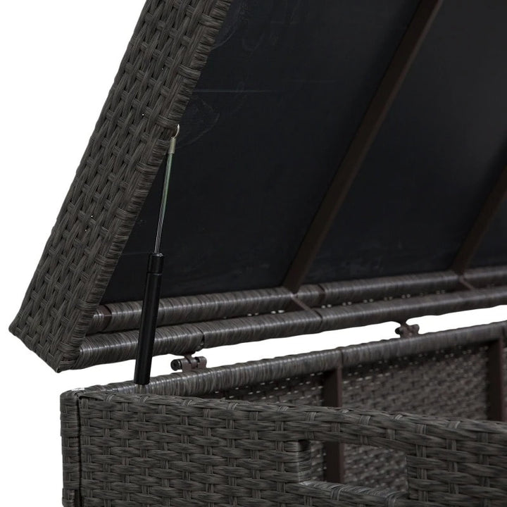 52" PE Rattan Wicker Lightweight Storage Deck Box Coffee Table Indoor Outdoor Patio, Dark Brown