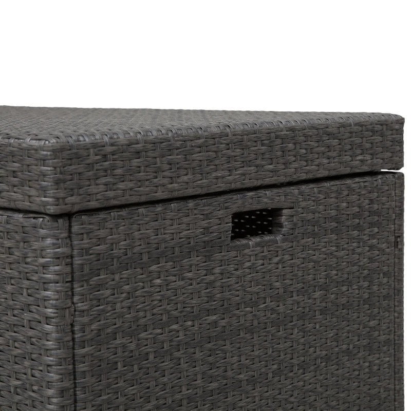 52" PE Rattan Wicker Lightweight Storage Deck Box Coffee Table Indoor Outdoor Patio, Dark Brown