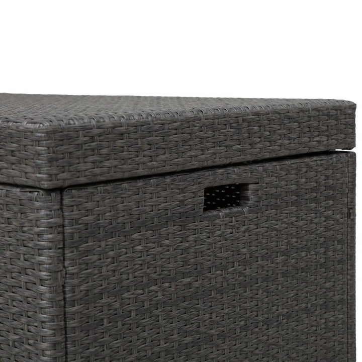 52" PE Rattan Wicker Lightweight Storage Deck Box Coffee Table Indoor Outdoor Patio, Dark Brown