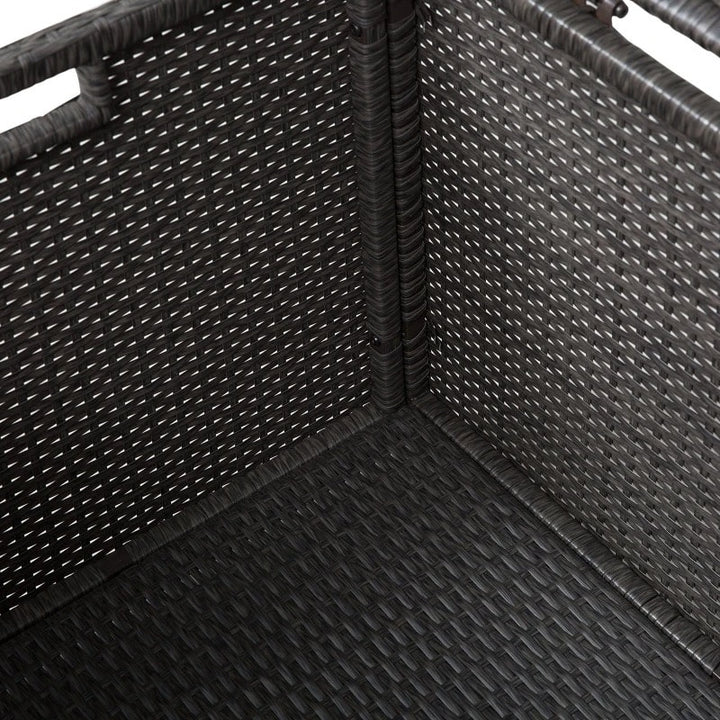 52" PE Rattan Wicker Lightweight Storage Deck Box Coffee Table Indoor Outdoor Patio, Dark Brown