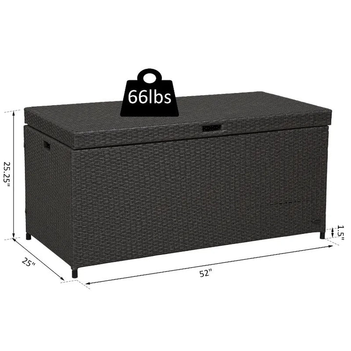52" PE Rattan Wicker Lightweight Storage Deck Box Coffee Table Indoor Outdoor Patio, Dark Brown