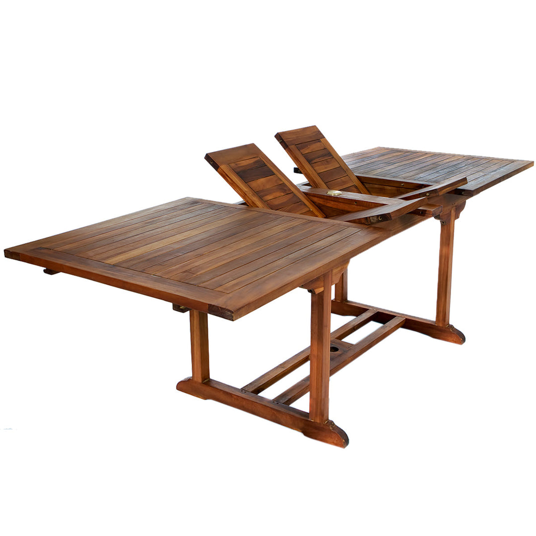 9pc 72-95" Butterfly Leaf Extension Table w 8 Chairs Set, Outdoor Patio Dining, Solid Teak Wood