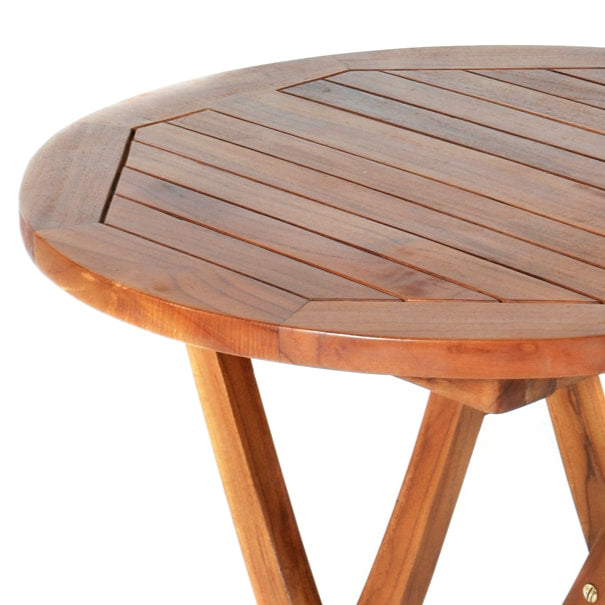 3pc Solid Teak Wood Foldable Bistro Dining Table & 2 Chairs Set, Outdoor Garden Patio, Finished