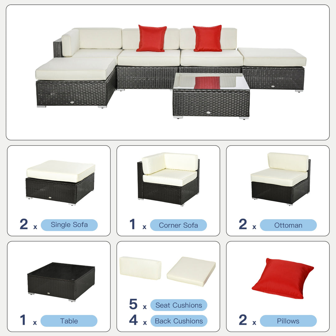 6pc PE Rattan Wicker Conversation Lounge Set w/ Cushions Outdoor Patio - Coffee, Cream White