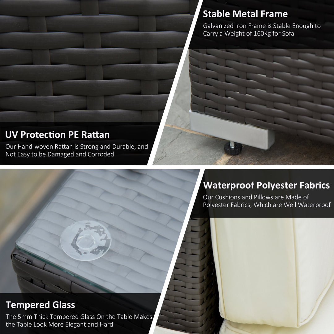 6pc PE Rattan Wicker Conversation Lounge Set w/ Cushions Outdoor Patio - Coffee, Cream White