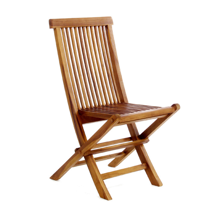 2pc Set Solid Teak Wood Folding Bistro Chairs for Outdoor Patio Pool Dining Garden, Finished
