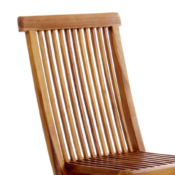 2pc Set Solid Teak Wood Folding Bistro Chairs for Outdoor Patio Pool Dining Garden, Finished