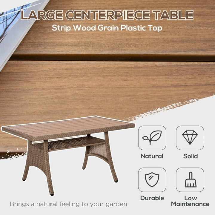 6pc U Shape PE Rattan Wicker Dining Conversation Set w Cushions, Outdoor Patio, Lt Brown, Beige