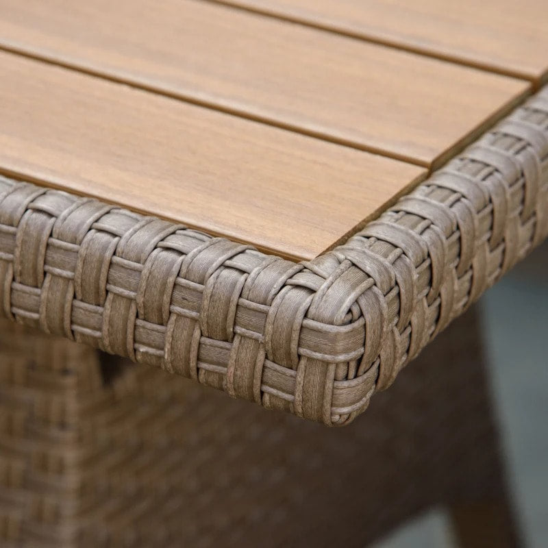 6pc U Shape PE Rattan Wicker Dining Conversation Set w Cushions, Outdoor Patio, Lt Brown, Beige