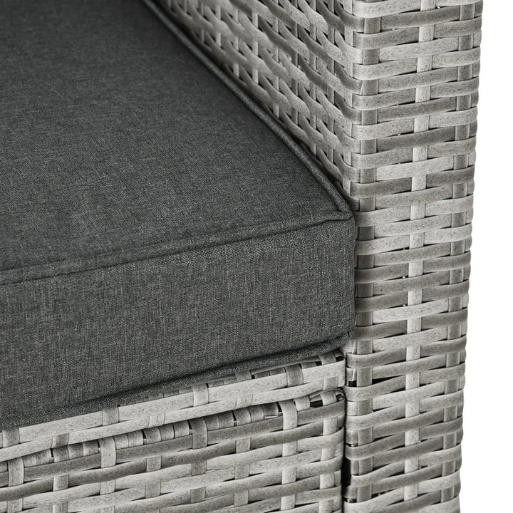 4pc Premium PE Rattan Wicker Galv Steel Conversation Set w Cushions, Outdoor Patio, Mixed Grey