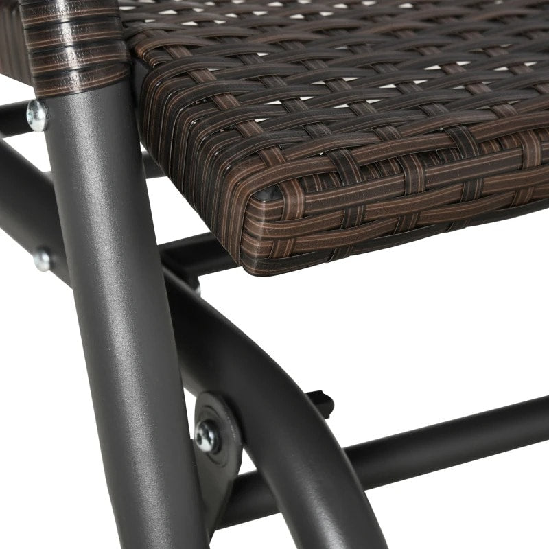 2 Seater PE Rattan Wicker Glider Porch Swing Rocking Bench Loveseat, Patio Deck Garden, Brown