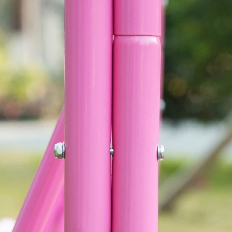 Outdoor 2-Seater Kid Swing Lounger w/ Adjustable Canopy for Patio Backyard Garden, Pink Mermaid