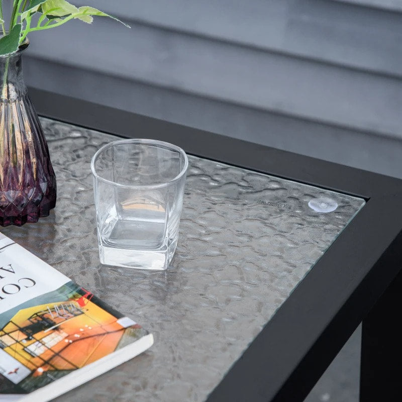 3pc Bistro Reclining Chairs Lounger Set w Footrests, Side Table for Outdoor Patio Deck, Grey