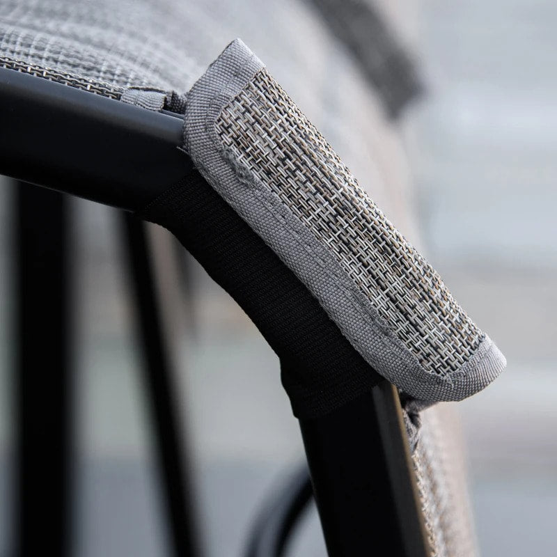 3pc Bistro Reclining Chairs Lounger Set w Footrests, Side Table for Outdoor Patio Deck, Grey