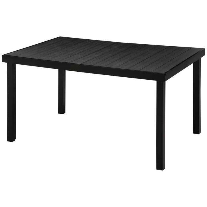 4.6' x 3' Aluminum Anti-Rust Outdoor Patio Dining Table for 6 w Woodgrain Plastic Top, Black