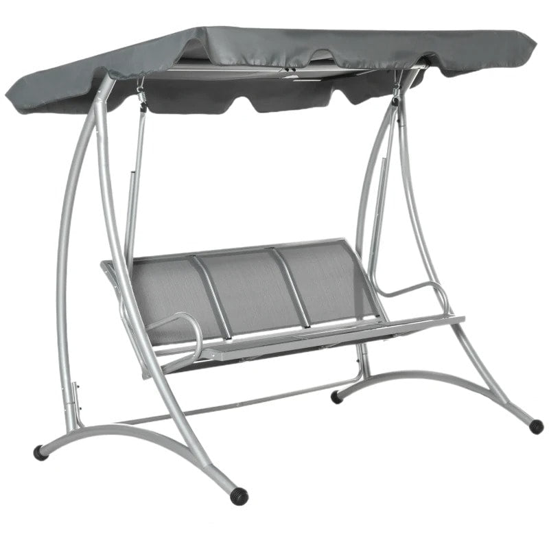NEW Outdoor 3-Seater Mesh Swing Lounger w/ Adjustable Canopy for Patio Backyard Garden - Grey