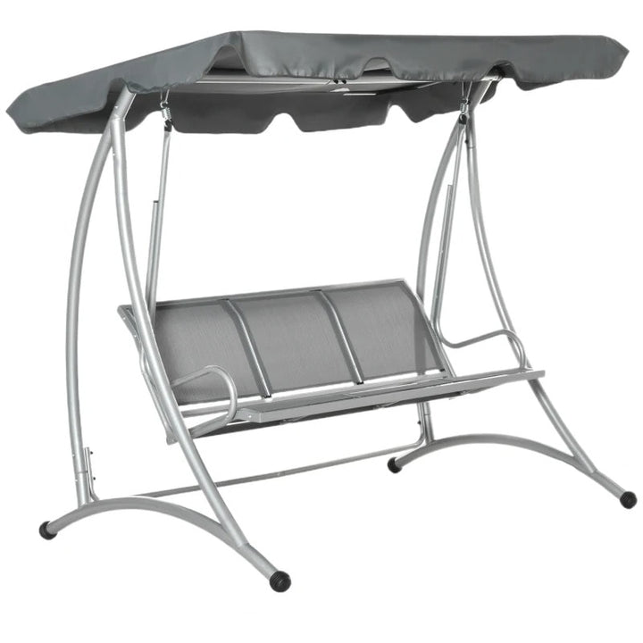 NEW Outdoor 3-Seater Mesh Swing Lounger w/ Adjustable Canopy for Patio Backyard Garden - Grey