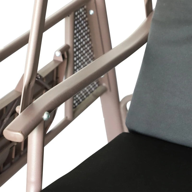 Heavy Duty Outdoor 3 Seater Porch Swing Bench Seat w Canopy & Cushions for Patio Deck - Black