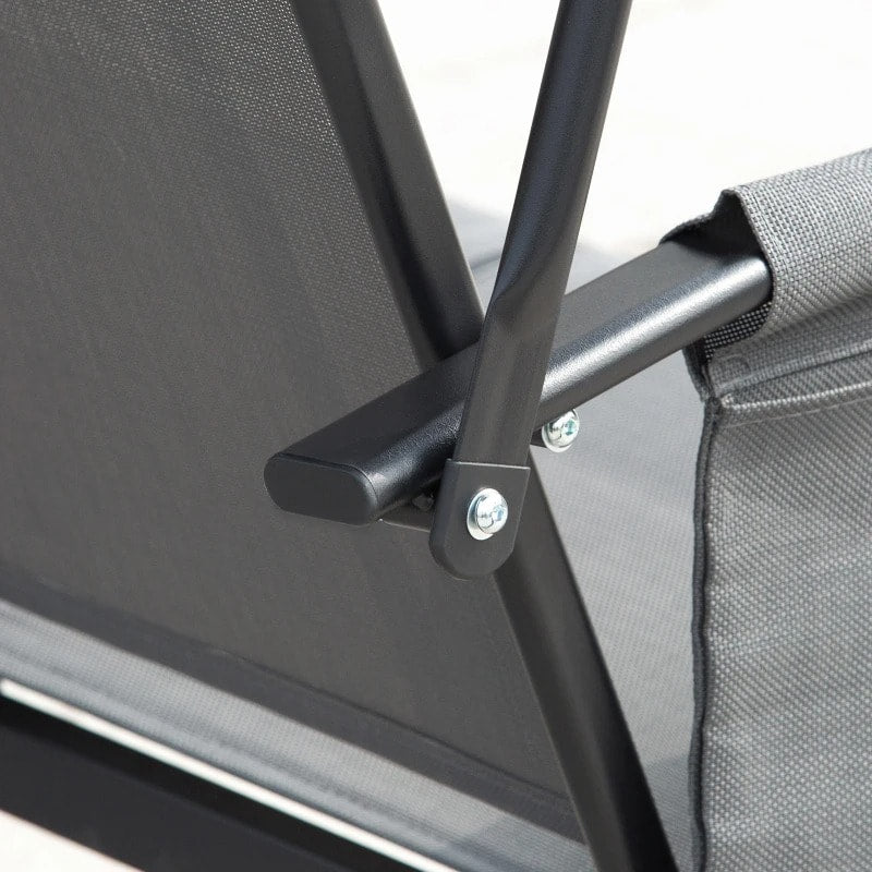 Heavy Duty 3-Seater Mesh Swing Lounger w High Back, Canopy for Outdoor Patio Deck Garden, Grey