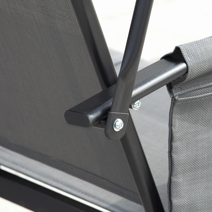 Heavy Duty 3-Seater Mesh Swing Lounger w High Back, Canopy for Outdoor Patio Deck Garden, Grey